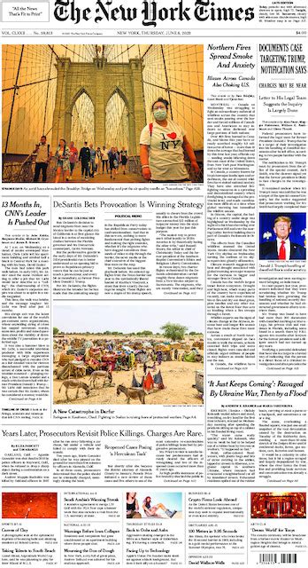 The New York Times In Print For Thursday June 8 2023 The New York Times