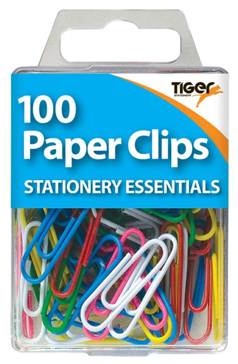 Essentials Paper Clips Pack 100 Coloured 33mm Scottish Trade Stationers