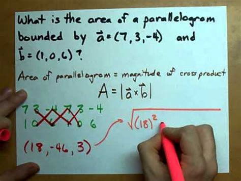 Given two vectors u and v with a common initial point, the set of terminal points of the vectors su+tv for 0 £ s,t £ 1 is defined to be parallelogram spanned by u and v. Area of a Parallelogram from Two Vectors - YouTube