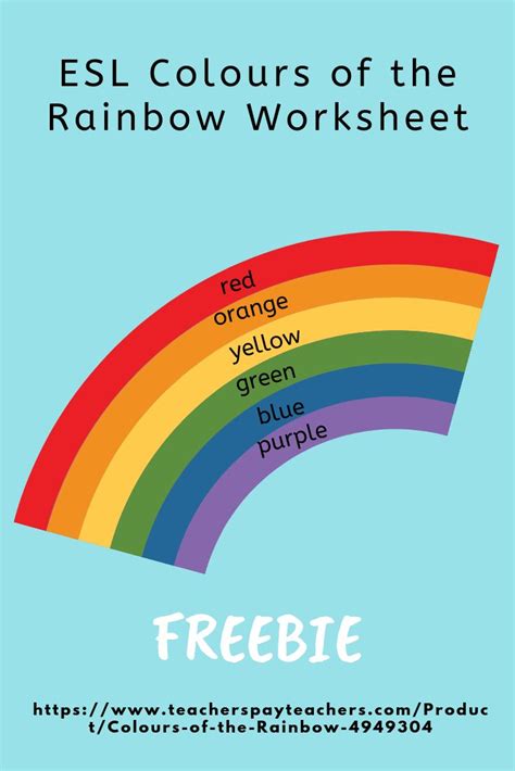 Colours Of The Rainbow Worksheet Rainbow Colors Rainbow Esl Lessons
