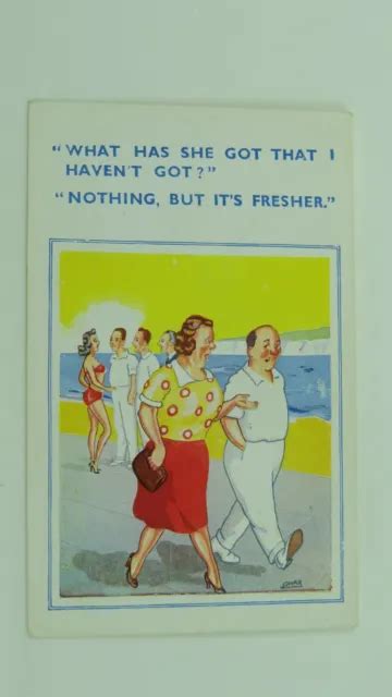 1950s Risque Comic Vintage Postcard Bathing Beauty Bbw Big Boobs Married Life Eur 392 Picclick It