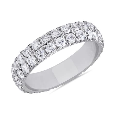 Two Row French Pave Diamond Eternity Band In 14k White Gold 182 Ct