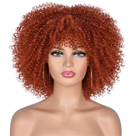 Oh Fashion Women Short Bob Wig Afro Red Orange Curly Hair Wig 10 Oh