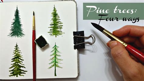 4 Techniques To Paint Pine Trees Easy Watercolor Trees For Beginners