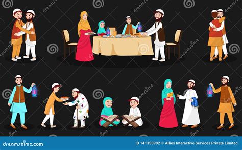 Complete Set Of Muslim Woman Prayer Position Guide Step By Step Vector Illustration
