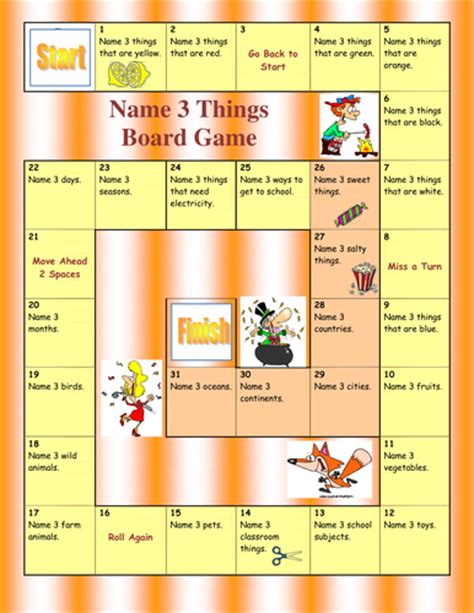 Name 3 Things Board Game By Olynj Teaching Resources Tes