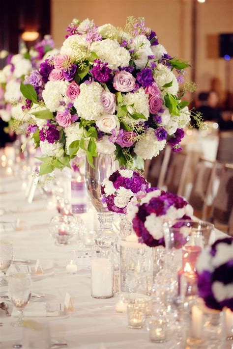Image Of Purple Carnations And Purple Rose Centerpieces