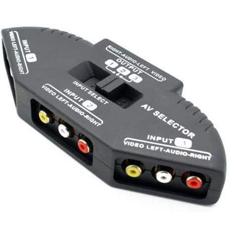 3 Way Audio Video Av Rca Composite Switch Selector Box Splitter For
