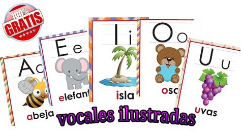 Bonitas Fichas Ilustradas De Las Vocales Mi Salón De Clases Virtual