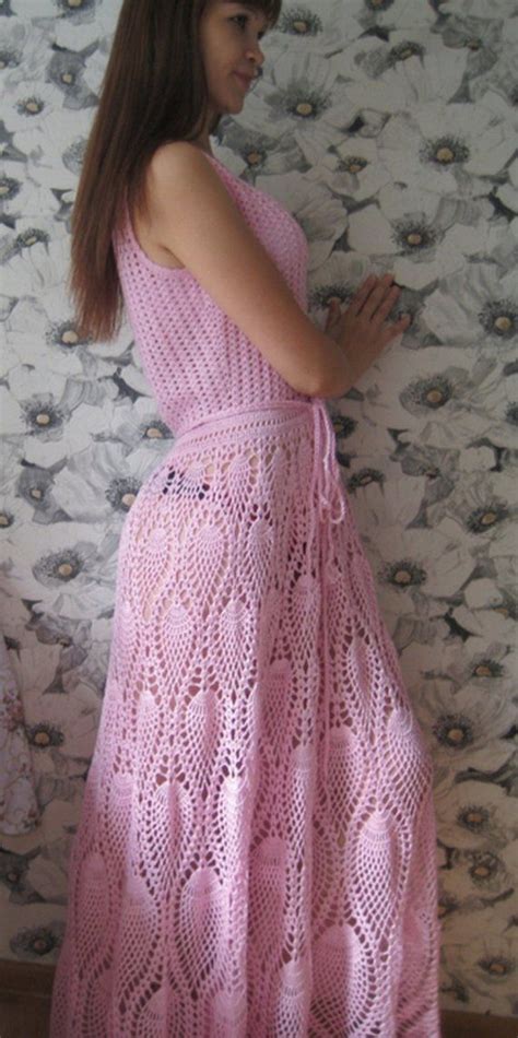 Crocheted Lace Dress Long Sleeveless Flared Skirt Made To Etsy