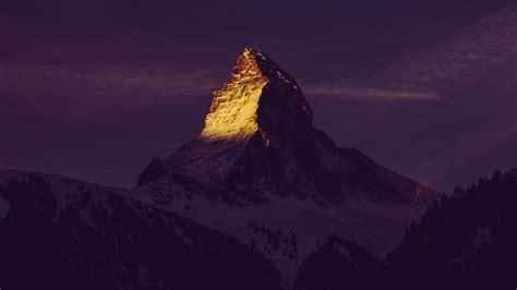 Download Wallpaper 1920x1080 Mountain Peak Sunset Twilight Dark