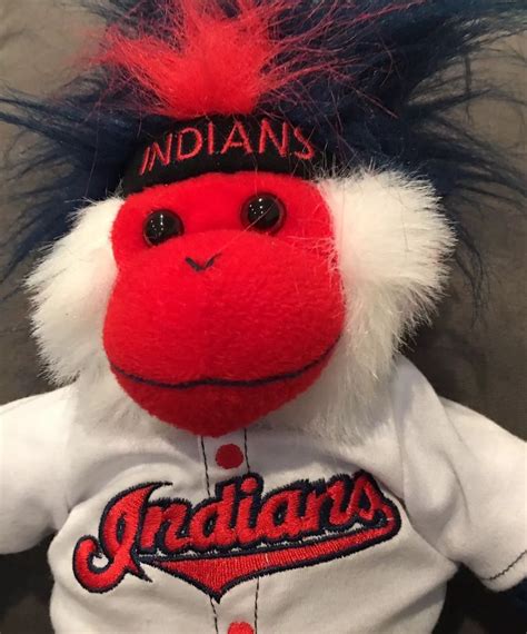 Cleveland Indians 26plush Fuzz Head Monkey Genuine Major League