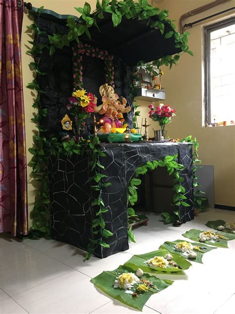 Gauri Decoration Mandir Decoration Ganapati Decoration Diy Diwali