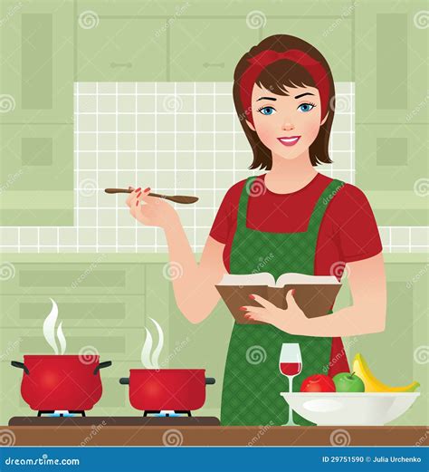 Ama De Casa En La Cocina Ilustración Del Vector Ilustración De