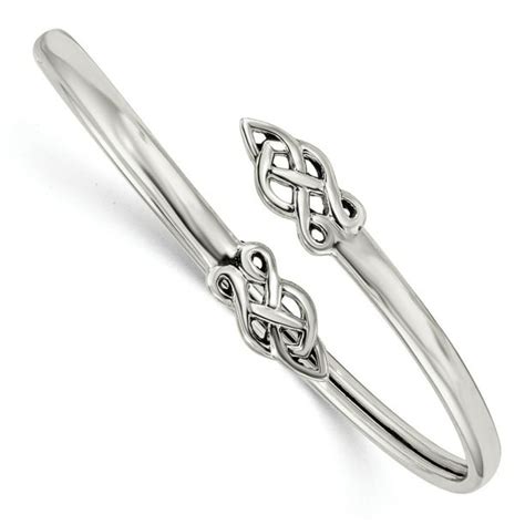aa jewels solid 925 sterling silver celtic knot irish claddagh flexible bangle cuff bracelet