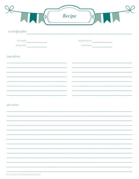 Check spelling or type a new query. Meal Planning Binder: Recipe Pages | Mini Van Dreams ...