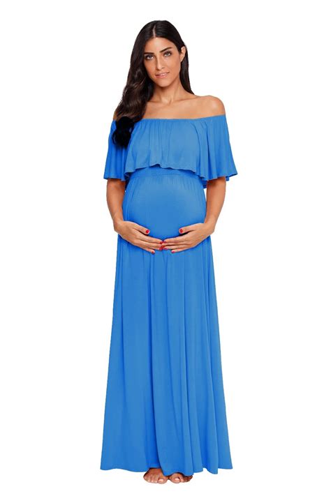 Maternity Photography Off Shoulder Mermaid Dress Ruffle Props Pregnancy Maxi Maternity Dresses