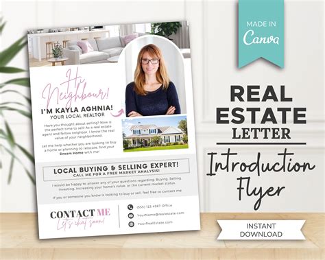 Real Estate Introduction Flyer Realtor Hello Neighbor Letter Etsy Uk Real Estate Marketing