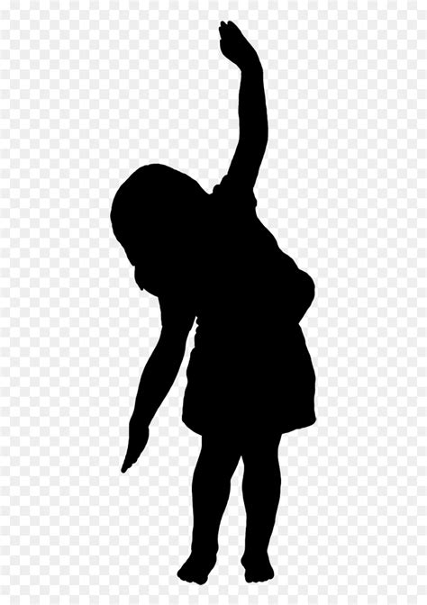 Black Silhouette Of Girl Dancing Little Kid Silhouette Png