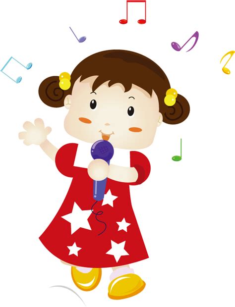 Vector Free Stock Animation Cartoon Pretty Girl Singing Baby Girl