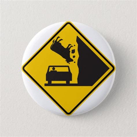 Falling Cow Zone Highway Sign Pinback Button Zazzle Buttons Pinback
