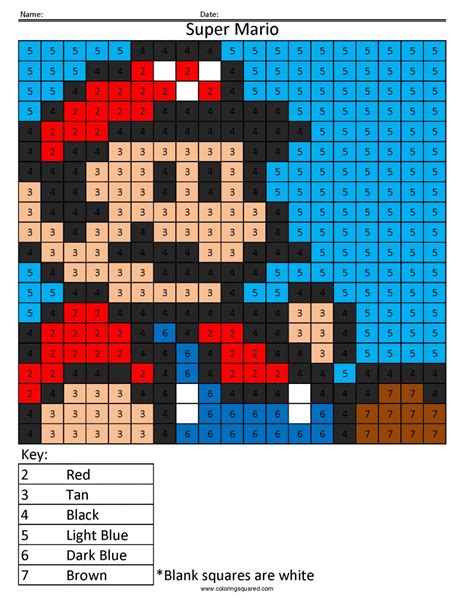2cn Super Mario Nintendo Color By Number Coloring Worksheet Coloring