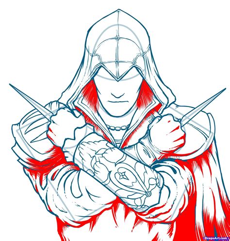 How To Draw Ezio Assassins Creed Ezio Step Drawings Assassins