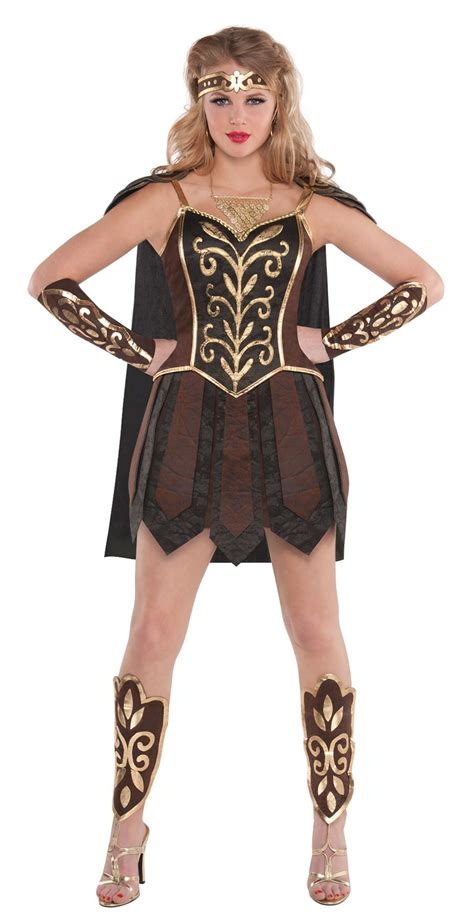 ladies gladiator fancy dress costume xena warrior princess roman spartan 10 12 ebay