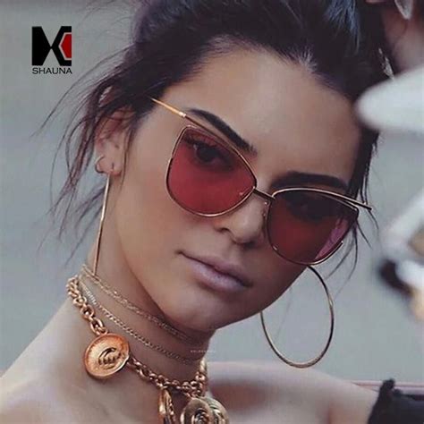 Womens Kylie Jenner Cat Eye Metal Sunglasses Astroshadez