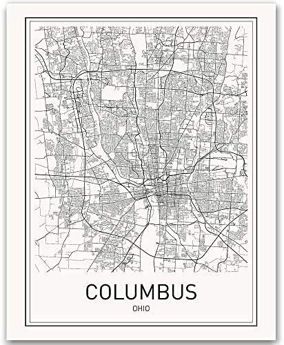 Columbus Map Columbus Map Print Ohio Map Ohio Print City Maps Map Print
