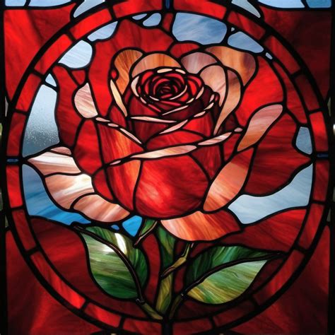 Stained Glass Of A Red Rose Openart
