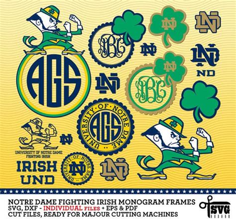 Notre Dame Fighting Irish Monogram Frames By Svgheavenstore Cricut