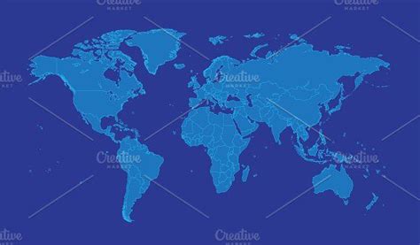 World Map With Borders Detailed World Map Business Illustration