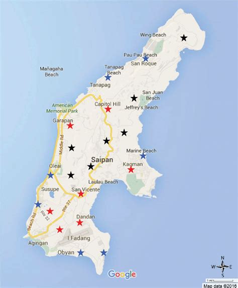 Aerial Map Of Saipan Commonwealth Of The Northern Mariana Islands