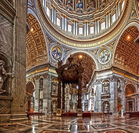 St Peters Basilica Interior Marble Floors Ornate Building