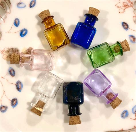 Miniature Glass Bottles Tiny Bottle Charms Wish Pendants Fairy Etsy Mini Glass Bottles