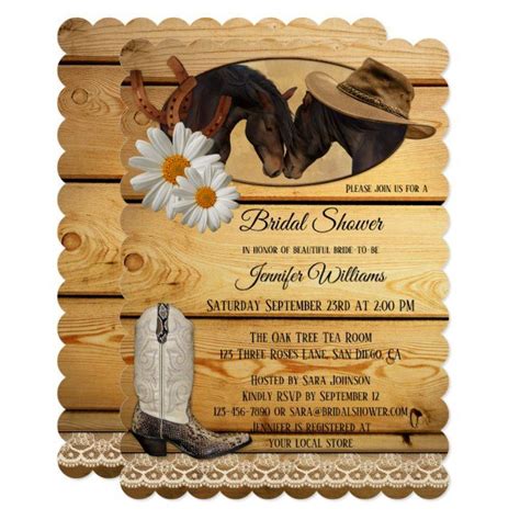 Country Western Horses Bridal Shower Invitation In 2020