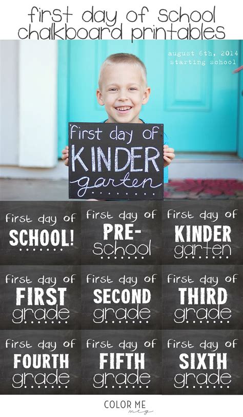 Freebie Friday First Day Of School Chalkboard Printable Signs Color