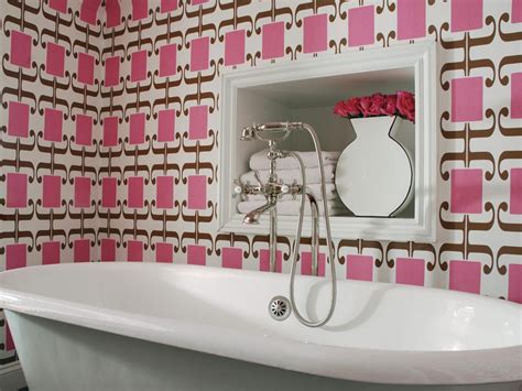 Pink Wall Paper In The Bathroom Pink Bathroom Decor Bathroom Design
