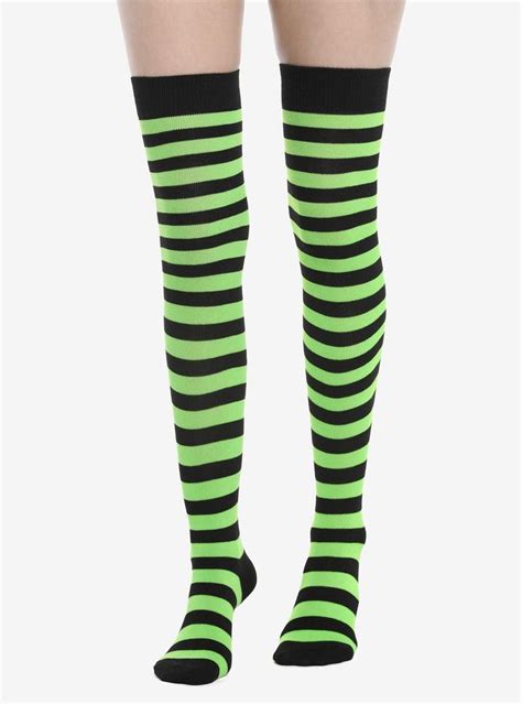 Hot Topic Green And Black Stripe Thigh Highs Mall Of America®