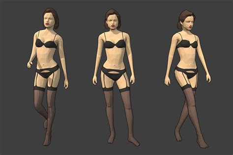 Naked Woman Rigged D Game Character Low Poly Cad Files Dwg Files My