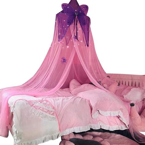 Mengersi Butterfly Bed Canopy Curtains Princess Mosquito Net For Girls