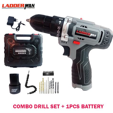 package ladderman 12v 2 speed cordless drill screwdriver with li ion battery lazada