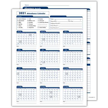 Free printable attendance sheet pdf, word, excel template. 2021 Attendance Calendar | Resourceful Compliance