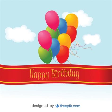 Cartão De Feliz Aniversário Balões Coloridos Vetor Grátis