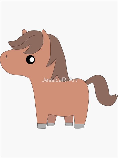Kawaii Cute Brown Horse Sticker By Jessicar Art Redbubble