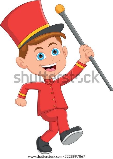 Cute Little Boy Marching Band Leader Stock Vector Royalty Free