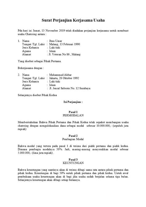 Maybe you would like to learn more about one of these? Contoh Surat Perjanjian Kerjasama Yang Benar Dan Sah ...