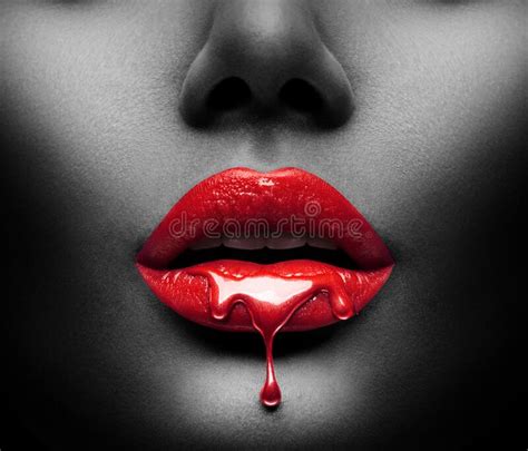 Red Lipgloss Dripping From Woman S Lips Stock Image Image Of Beauty Dripping