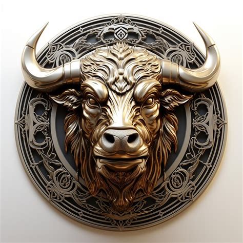 Premium Ai Image Bull Emblem Illustration In Silver Circle Logo White